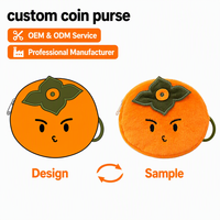 Porte-monnaie en peluche kaki personnalisé OEM ODM, mignon, en forme de fruit, sac de rangement souple, pochette Kawaii, cadeau promotionnel avec fermeture éclair