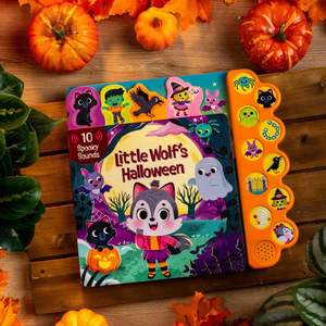 Libros interactivos de 10 botones con sonido para niños, canciones musicales en inglés de Little Wolf's Halloween para libros de imágenes de educación temprana - Product Image 5