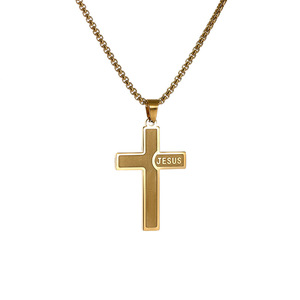 Nuevo proveedor, cadenas chapadas en oro de 18 quilates de acero inoxidable simples basadas en la <span class=keywords><strong>fe</strong></span>, colgantes cruzados, collares con joyería cruzada, venta al por mayor - Product Image 6