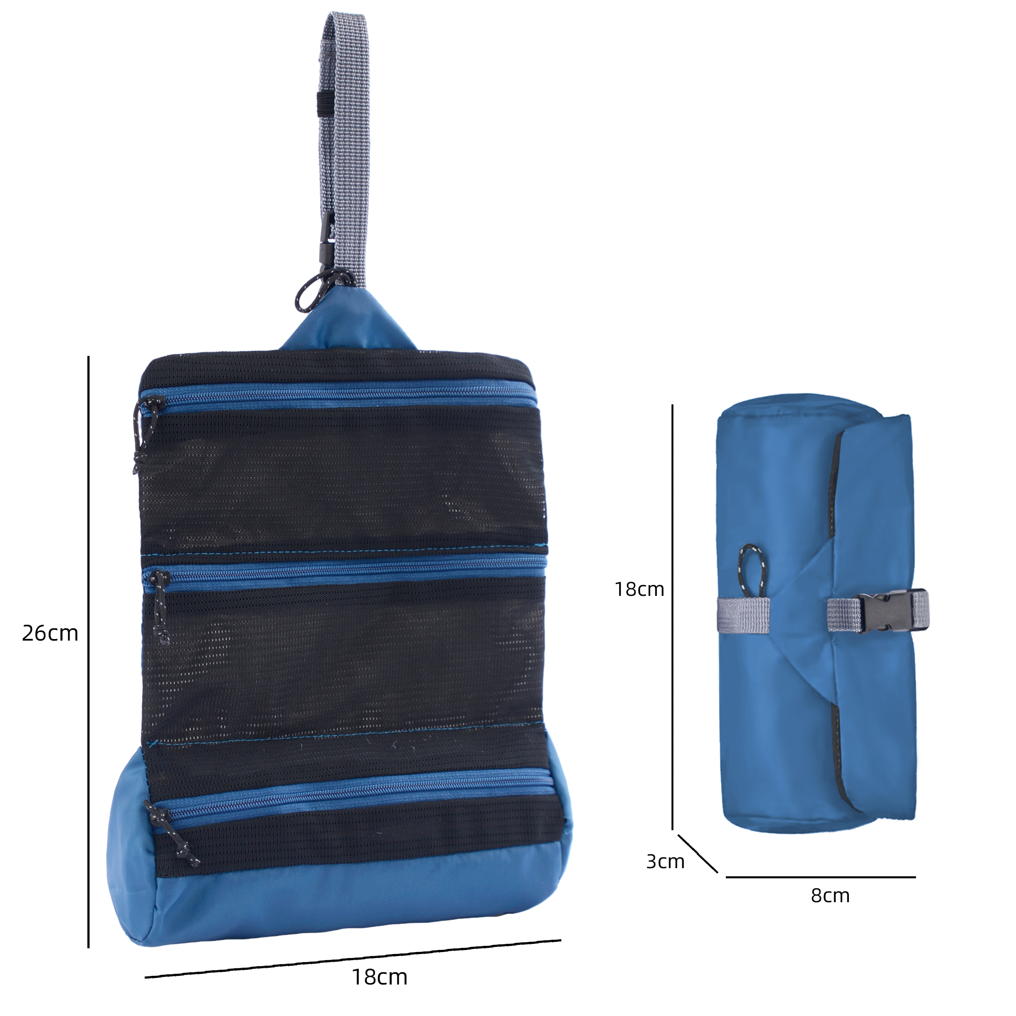 Ultra Compact Foldable Waterproof Polyester Toiletry Bag