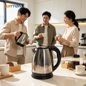 Sunton กาต้มน้ำไฟฟ้าสำหรับต้มน้ำเดือดสเตนเลสสตีล1.8L ขนาดใหญ่คลาสสิกออกแบบได้ตามต้องการ - Product Image 1