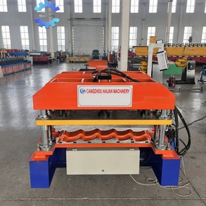 Construction Colored Glaze Steel Roof <b>Tile</b> Forming Machine / Roof <b>Tile</b> Machine with PLC Control and Gear/Bearing Components - Product Image 3