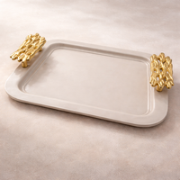 Plateau de service multifonctionnel léger en métal de qualité supérieure, design moderne avec poignée dorée, idéal pour l'artisanat et le luxe