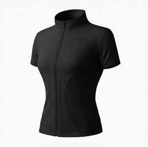 Women Zip Up <b>Yoga</b> <b>Jacket</b> Short Sleeve Slim Fit High Stretch Quick Dry Stand Collar Fitness Gym Top - Product Image 5