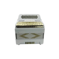 Accordéon diatonique JB3412D OEM 34 boutons 12 basses 5 registres Corps blanc brillant Grille dorée Boutons dorés