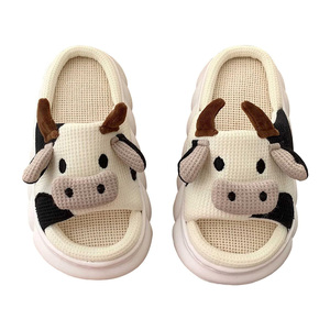 Pantofole animali mucca per le donne sfocate scarpe Kawaii <span class=keywords><strong>Super</strong></span> caldo soffice suola antiscivolo leggero cartone animato mucca pantofole - Product Image 3