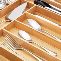 Ensemble d'organisateurs de tiroirs modulaires pour couverts, OEM, en bambou, réglables, pour cuisine, empilables