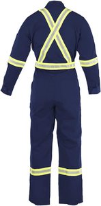 Combinaison Hi Vis résistante à la flamme <span class=keywords><strong>FR</strong></span> haute visibilité-88% C/12% N (<span class=keywords><strong>Medium</strong></span>, bleu marine) - Product Image 4