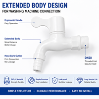 Robinet mural étendu DN20 en PVC-U pour machine à laver, vente en gros OEM/ODM, approvisionnement en vrac
