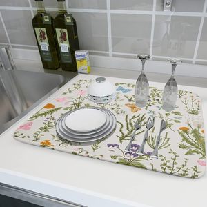 Wild Flowers Herbs <strong>Dish</strong> Drying Mat 18x24 Inch Absorbent Microfiber <strong>Dish</strong> Drying Pad <strong>Sage</strong> Plant <strong>Dish</strong> Drainer Rack Mat - Product Image 3