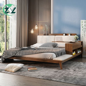 Nuovo Design confortevole in legno massello con armadio laterale letto letto letto letto letto grande con testa avvolgente letto matrimoniale - Product Image 2