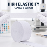 Lot de 3 rouleaux de bande élastique extensible en polyester, blanc, multi-largeurs, pour couture, vêtements et accessoires