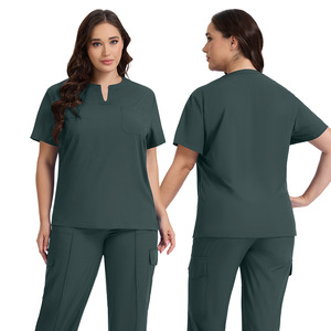 42336 Meilleure vente Blouse médicale personnalisée douce pour médecins et infirmières, col en V, pantalon de travail hospitalier en sergé polyester élasthanne - Product Image 3