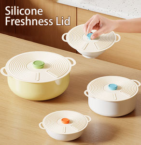 ฝาปิดซิลิโคนเพื่อความสดใหม่เกรดอาหารนำมาใช้ใหม่ได้ทนต่ออุณหภูมิสูงฝาปิดจานฝาฝาไมโครเวฟ - Product Image 1