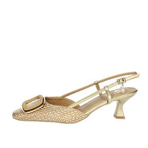 Scarpe da Donna Gold & Gold con Tacco Slingback Beige Metallizzato - Product Image 1