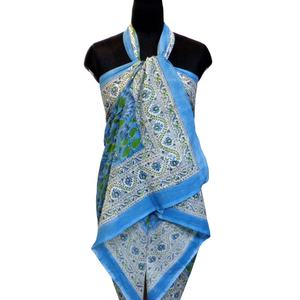 Latest Design Indian Kamal Aqua Gud Women's Sportswear Hand Block Printed Cotton <b>Sarong</b> <b>Beach</b> <b>Wrap</b> for Sale - Product Image 3