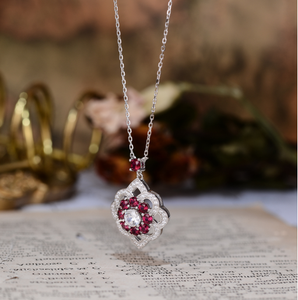 Collier Éternité All Fashion 1,2 ct avec Pendentif de Qualité, Rubis de Laboratoire Rond de 7 mm - Product Image 4