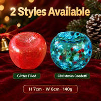 Jouet Squishy Pomme de Noël à Presser, Balle Anti-Stress Sensorielle avec Paillettes Flocons de Neige Confettis, Cadeau pour Enfants et Adultes