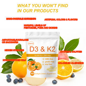 Vitamine D3 K2 300 gélules molles 10000 UI 2 en 1 Complément vitaminique 200 mcg MK-7 Soutient l'absorption du calcium Santé osseuse - Product Image 3