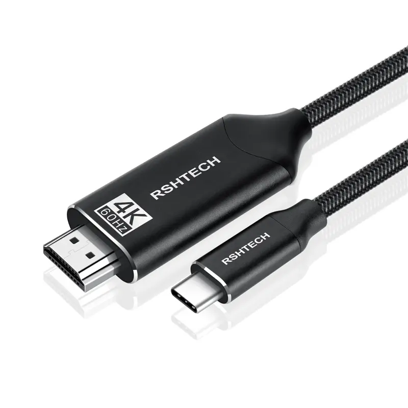 RSHTECH, нейлоновый Удлинительный кабель с оплеткой, высокоскоростной 4K @ 60 Гц, USB Type-C, конвертер в видео-кабель для ноутбуков и Macbook