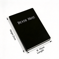 Carnet de notes classique en cuir PU noir, style anime japonais, avec stylo à plume véritable et marque-page, idéal pour Halloween, cosplay et cadeaux de fête