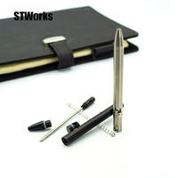 Stylo à bille à action par culbuteur en titane noir couleur métal avec usinage CNC et électroérosion par fil