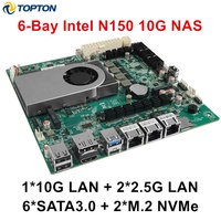Placa Base NAS Intel Twin Lake N150 de 6 Bahías, 4 Núcleos, 1*10G, 2*2.5G LAN, 6*SATA3.0, 2*NVMe, 1*DDR5, Firewall, ITX, para Servidor Doméstico