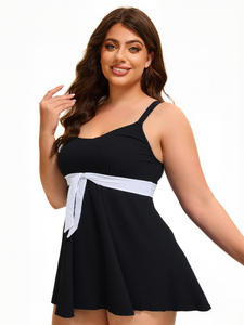 Traje de baño deportivo con diseño de espalda recortada con estampado de patrón sólido elegante para mujer europea americana, ropa de playa Sexy de una pieza - Product Image 3