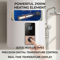 Réservoir d'eau vertical mural électrique en plastique, capacité 40L, classe d'efficacité énergétique B, 2100W, gain de place pour usage domestique