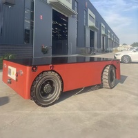 Chariot de transfert industriel robuste à batterie, guidé sur rail, à plateau plat, avec télécommande sans fil