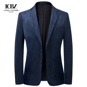 Veste blazer décontractée en velours côtelé à rayures pour hommes, tenue une pièce respirante et imperméable, grande taille, printemps et automne - Product Image 2