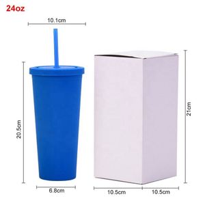 Vasos de Café de Plástico Reutilizables de 16oz/24oz, Coloridos, Libres de BPA, con Tapas y Pajitas, Doble Pared, Logotipo Personalizado, Venta al Por Mayor de Fábrica - Product Image 4