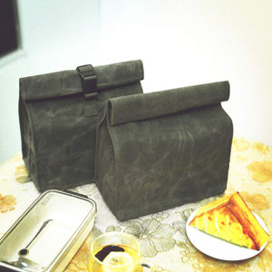 Tas makan siang kanvas lilin terbaru kotak makan siang tugas berat ramah lingkungan karung makan siang dapat digunakan kembali dengan kait - Product Image 5
