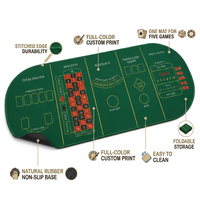 Tapis de jeu de casino personnalisé 5 en 1, poker, roulette, blackjack, trois cartes, craps, vert ovale
