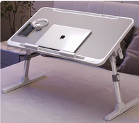 Table de lit portable pliable pour ordinateur portable, réglable en hauteur manuellement, surface en MDF et PU, multifonctionnelle, gain de place, bureau pour ordinateur portable