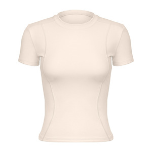 เสื้อยืดผู้หญิงทรงเข้ารูป ยืดหยุ่นสูง คอกลม แขนสั้น ระบายอากาศได้ดี เหมาะสำหรับโยคะ กีฬา กิจกรรมกลางแจ้ง ฤดูร้อน ใช้เป็นเสื้อตัวในได้ - Product Image 5