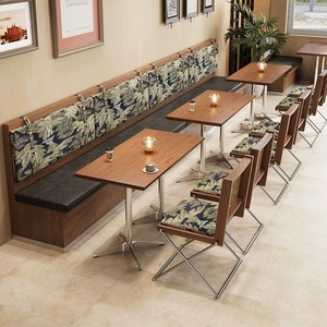 Conjunto de Muebles de Madera Sólida para Restaurante Comercial, Personalizado, Estilo del Sudeste Asiático, Asientos Tipo Booth, Mesa Retro Francesa, Estilo Cafetería Occidental - Product Image 4