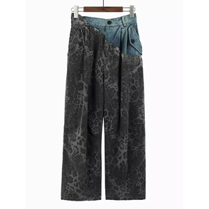 OUDINA all'ingrosso nuovi pantaloni Casual Harem carote leopardati Patchwork Denim pantaloni larghi donna pantaloni - Product Image 3