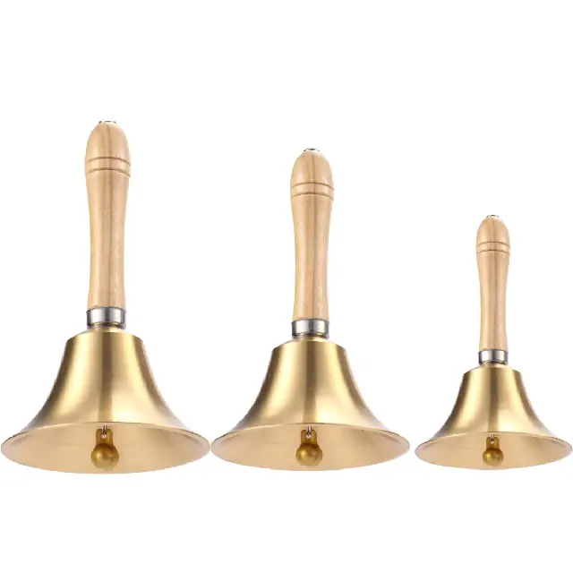 Campana de latón, campana de mano, campana de iglesia con mango de madera como regalo para Bodas de iglesia y otras ocasiones