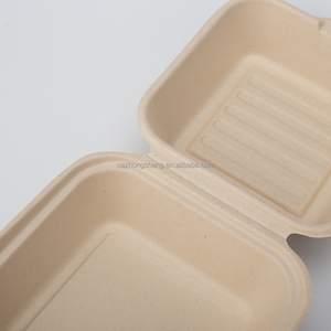 Tùy chỉnh kích thước in logo dùng một lần cấp thực phẩm bánh hamburger Takeaway bao bì kraft giấy vỏ sò Burger bát - Product Image 3