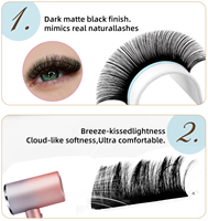 Cils en PBT synthétique effet cachemire mat, volume 0.05 D, auto-éventailants, usage professionnel, emballage personnalisé, marque privée