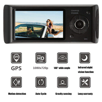 Caméra de tableau de bord 2.5 pouces pour voitures 1080P Full HD enregistreur DVR de voiture caméra de tableau de bord à l'intérieur et à l'extérieur double objectif boîte noire de voiture avec GPS