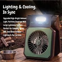 Ventilateur de camping solaire portable avec lumière LED, rechargeable par USB, ventilateur de bureau puissant, longue durée de vie de la batterie pour tentes extérieures