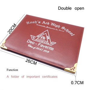 Cubierta de cuero de Pu para pasaporte, cubierta de doble pliegue <span class=keywords><strong>A4</strong></span> personalizada de 8,5x11 pulgadas, para graduación, certificado suave, tarjetero - Product Image 2