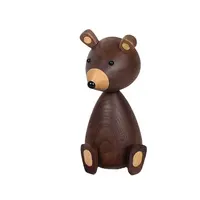 ठोस लकड़ी पशु मूर्तियों के लिए गहने छोटे भूरे भालू लकड़ी शिल्प खिलौने गृह सजावट बच्चों के लिए काम शिल्प
