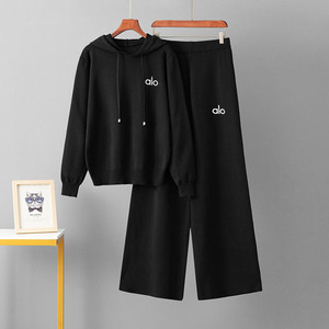Set Due Pezzi Elegante Personalizzato Direttamente dalla Fabbrica, Abbigliamento <span class=keywords><strong>Donna</strong></span>, Felpa con Cappuccio e Pantaloni a Gamba Larga - Product Image 5