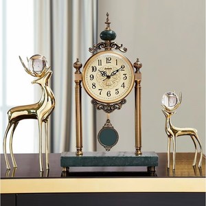European Style Metal <b>Table</b> <b>Clock</b> Quartz Movement Silent Decorative <b>Clock</b> For Living Room Desktop - Product Image 1