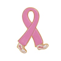 Broches médicales personnalisées en ruban émaillé rose 45*35MM épingles de sensibilisation au cancer du sein pour bijoux cadeaux mariages enfants
