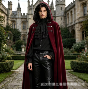 Capa Cálida de Invierno Renacentista para <span class=keywords><strong>Hombre</strong></span>, Camisa y Pantalones Góticos, Disfraz de Vampiro, <span class=keywords><strong>Ropa</strong></span> Medieval, Top Victoriano Steampunk - Product Image 1