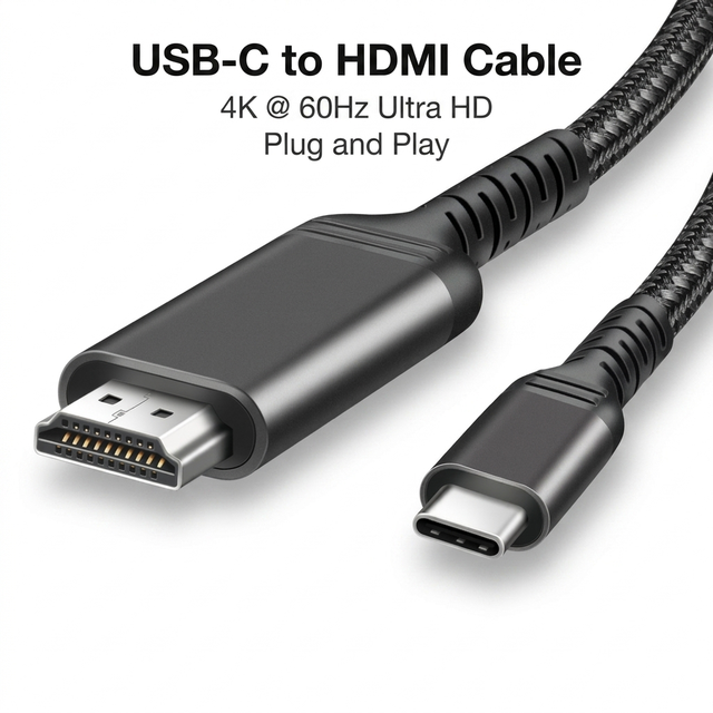 Ultra HD 4K60Hz Type-C for Cable Zinc Alloy Shell Braided Jacket Multi-layer EMI Shielding Oxygen-free Copper Conductor for